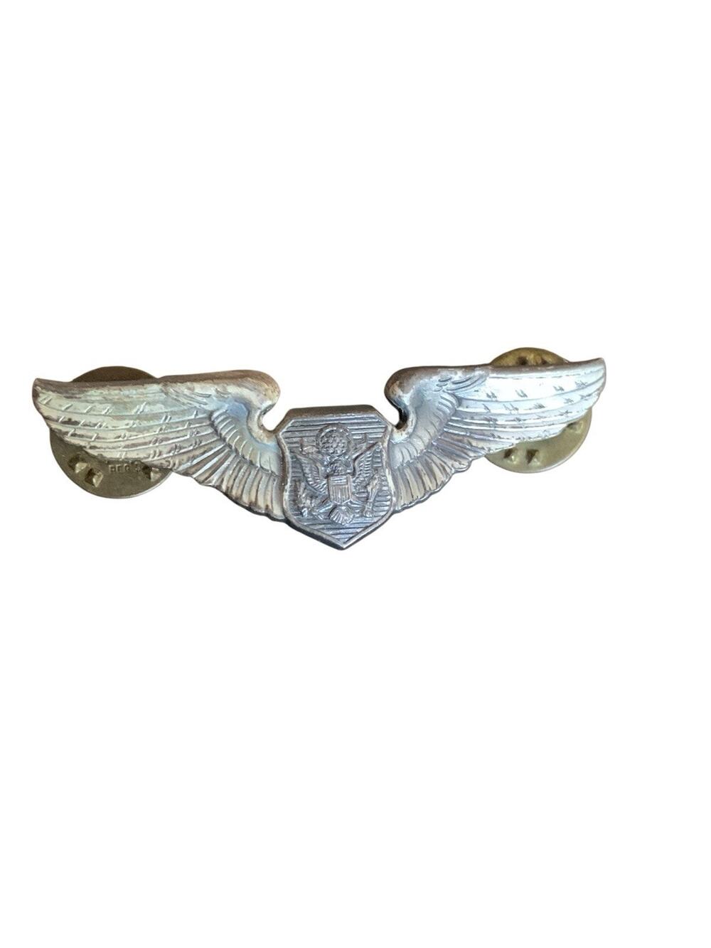 Vintage WWII Korean War USAF Aircrew Officer Wings NS Meyer NY Silver‎ Filled